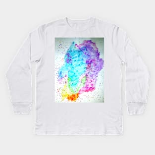 Kaleidoscopic Dream - Abstract Watercolor painting in free style blue, purple, pink, green, yellow, and orange Kids Long Sleeve T-Shirt